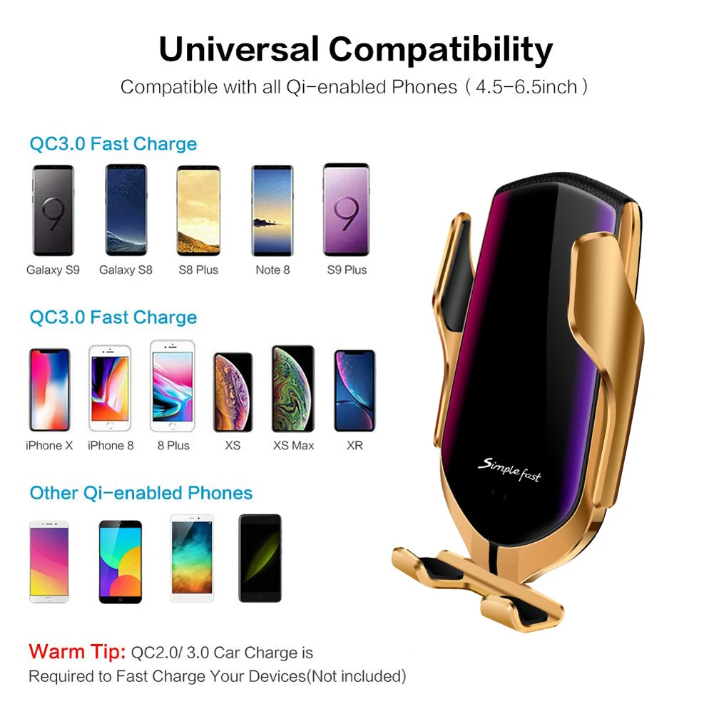 Новое 10 Вт автомобильное беспроводное зарядное устройство для IPhone Xs X 8 huawei LG инфракрасное Индукционное Беспроводное зарядное устройство Автомобильный держатель для телефона автомобильные аксессуары