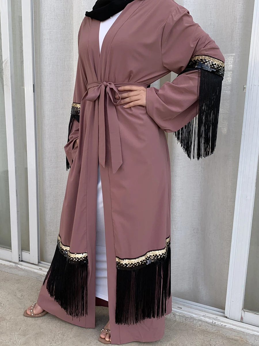 1795#Dubai Abaya Kimono Turkish Islamic Clothing - CHAOMENG MUSLIM SHOP