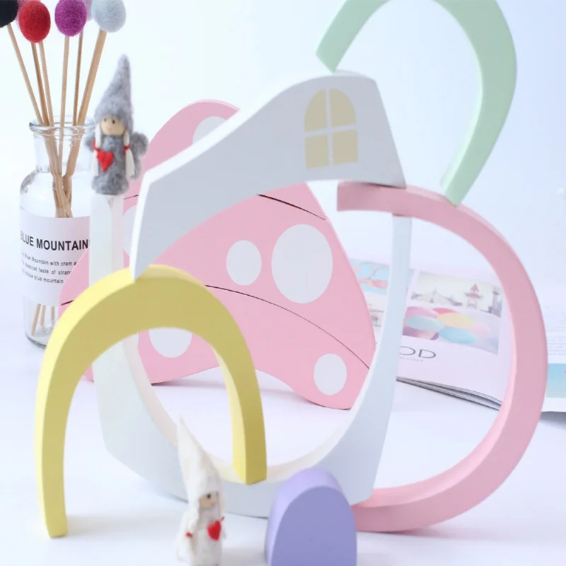 

Children Toy Rainbow Building Blocks Building Blocks Household Decoration Mushroom