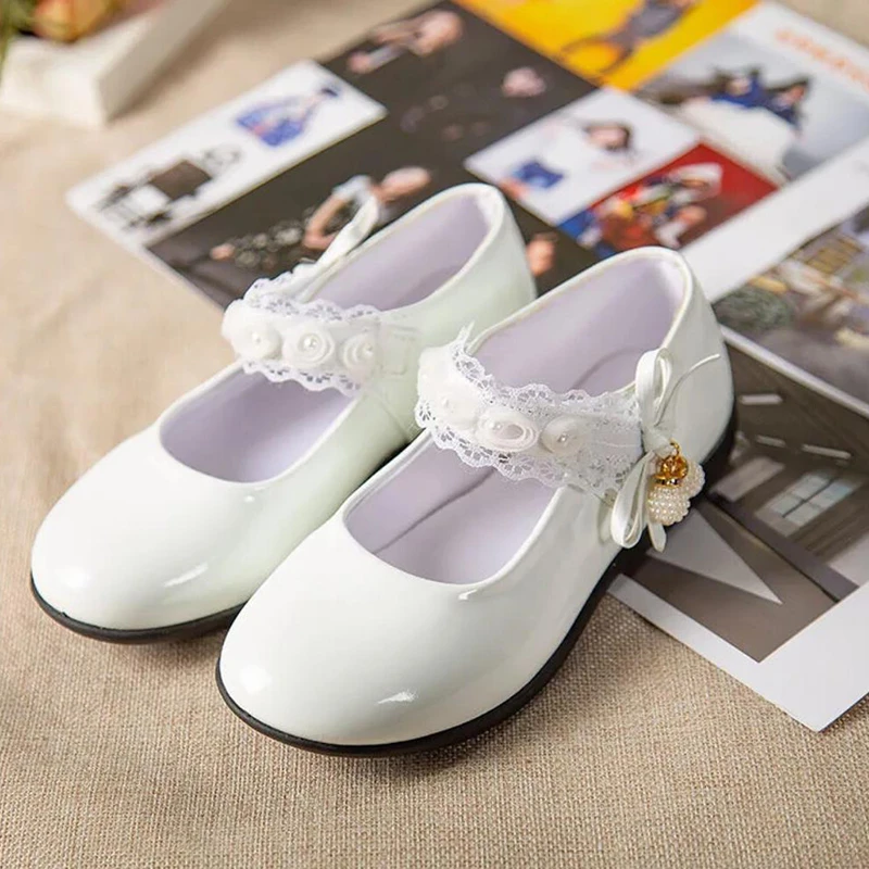 de charol de princesa para Niñas Grandes, zapatos de de fiesta de boda escolar, color blanco y negro, 5, 6, 7, 8, 9, 10 12 años| Zapatos de cuero| - AliExpress