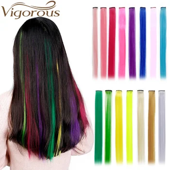 

Vigorous 1 Clip In Hair Extensions Pure Color 20 Inch Synthetic Long Straight Grey Red Hair Extensions Heat Resistant