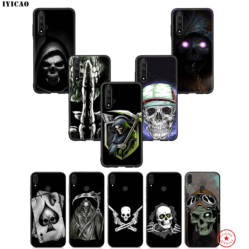 IYICAO Grim Reaper Skull Soft Case for Huawei Honor 20 10 9X 9 8C 8X 8 7X 7C 7A 6A Nova 5i 4 3i 2 2i Lite Pro View Note |