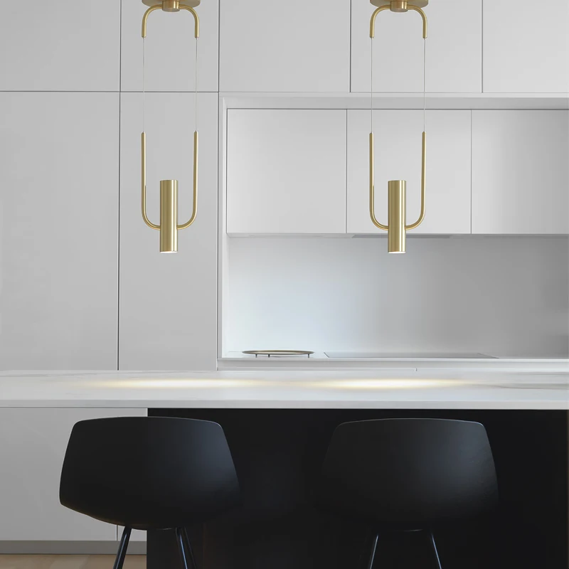 

Scandinavian post-modern minimalist living room dining room pendant lamp bar creative personality Crescent light pendant