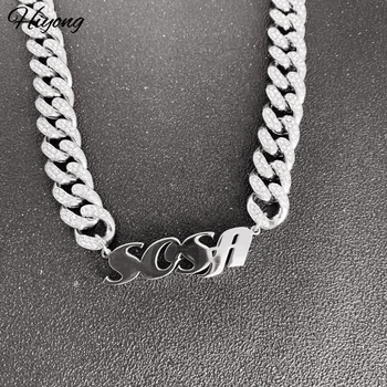 

Hiyong Custom Letter Necklaces Cuban Link Chain Pendant Chokers Hip Hop Personalized Chain Necklace Jewelry For Men And Women