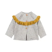 Детский свитер, вязаная для маленьких девочек, куртка-кардиган, свитер для малышей, пальто для младенцев, Детское пальто, повседневная детская одежда с оборками