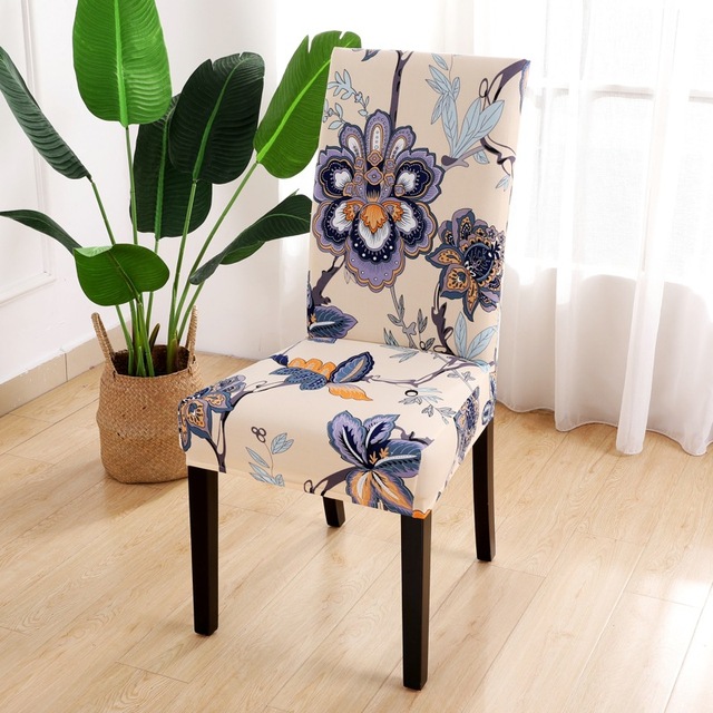 Series Chair Cover for Dining Room Banquet Hotel Kitchen Spandex Stretch Print Chair Covers Removable Washable Seat Decor