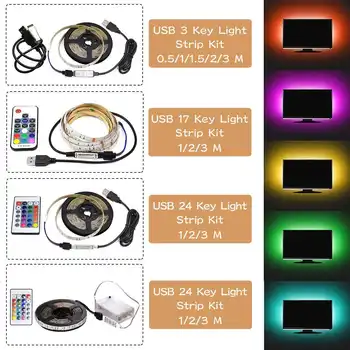 

Wireless Remote Control RGB LED TV Backlight Light Strip Kit Waterproof for TV Mirror PC Decor Light Strip USB/Batteries Type