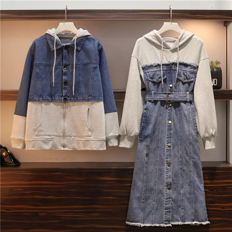 Плюс размер 4XL бойфренд Harajuku стиль короткая джинсовая куртка с капюшоном Осень Свободные повседневные Лоскутные женские джинсовые пальто верхняя одежда