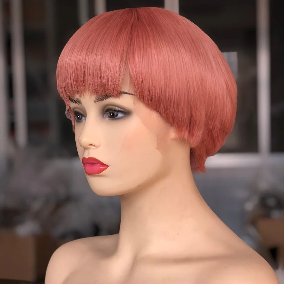 Eseewigs Боб 13x4 парики на шнурках светло розовые прямые человеческие волосы парик 150