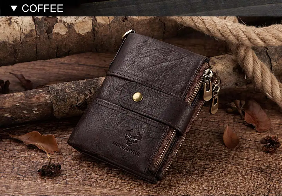 Free Engraving Short Genuine Leather Men Wallet Coin Male Purse Small Real Card Holder Chain PORTFOLIO Portomonee Hasp
