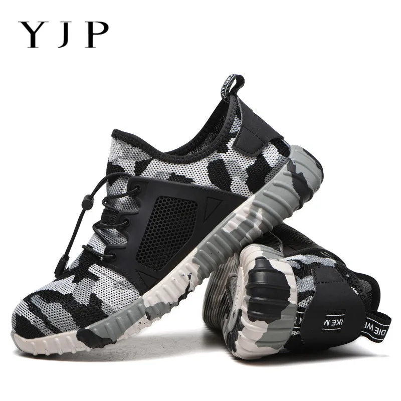 

YJP 2019 Men's Protection Breathable Work Shoes Steel Head Protective Anti-smash Anti-puncture Anti-slip Lace-up Safety Boots