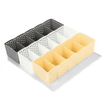 

2482 underwear and socks underwear drawer storage box hollow plastic box can be superimposed five storage box