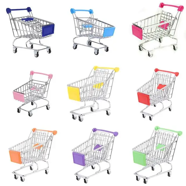 Pretend Play Metal Mini Shopping Cart Supermarket Handcart Storage Trolley Toy Office Decor Wonderful Gift For Children 1