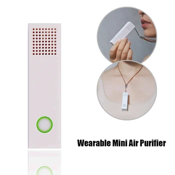 

Portable Wearable Air Purifier Mini Air Purifier USB Mini Air Necklace Negative Ion Air Freshener for Adults Kids White