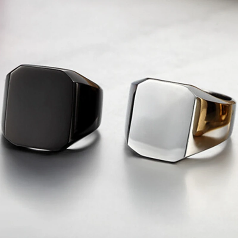 

Size 4-15 Stainless Steel Classic Plain Simple Signet Ring Motor Biker Punk Hiphop Graduation School Party Jewelry Pinky Ring