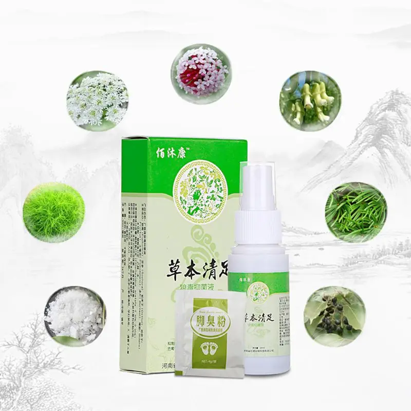 Herbal Foot Spray Antibacterial Deodorant Powder Anti Itch Sweat Feet Liquid