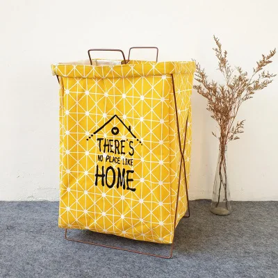 B Nordic Toy Storage Basket Foldable Iron cotton Pattern storage Bag Home Organizer fashion Toy Clothes Storage Laundry Bag Hamper - Цвет: B