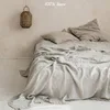 100% Washed Linen Sheet Set Natural France Flax Bed Sheet Breatherable Ultra Soft Farmhouse Bedding (1 Flat Shee 2 Pillowcases) 1
