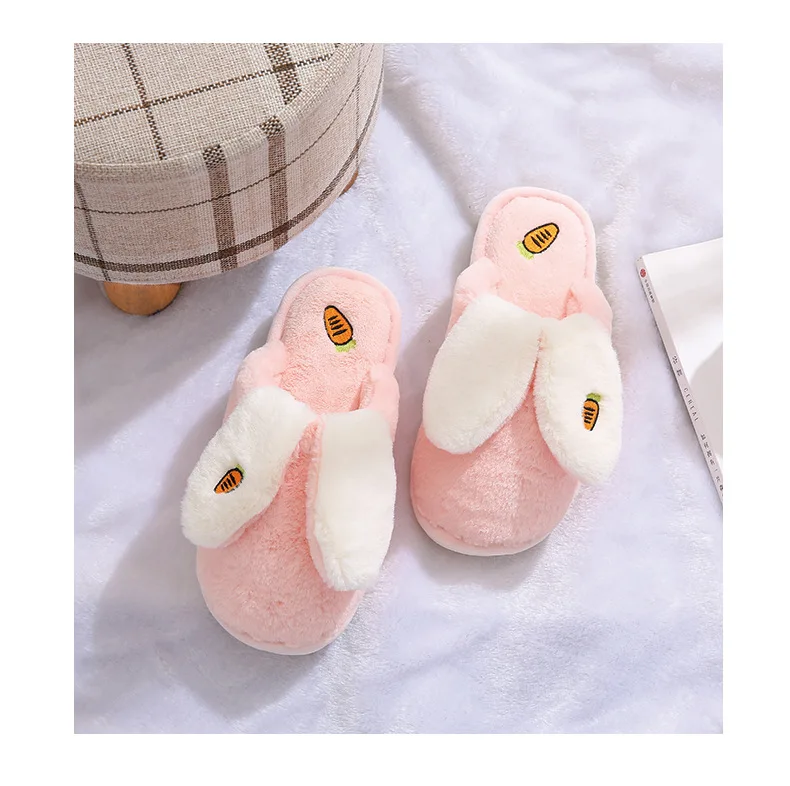 2358 Long Rabbit Ears Carrot WOMEN'S Slippers Autumn And Winter Thick Bottomed Household Cotton Slippers Plush Cute Shoes Anti-s