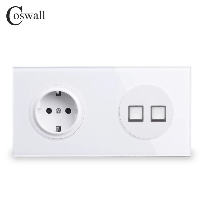 Панель Coswall из хрустального закаленного стекла с двумя клавишами CAT5E RJ45 разъем