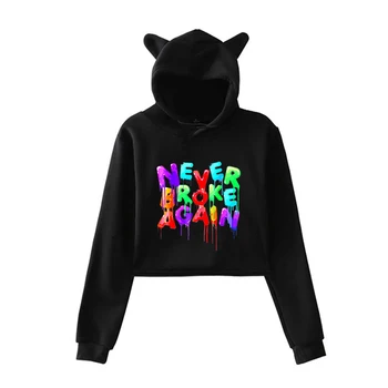 

Young Boy Never Broke Again Printed Fashion Short Hoodies Autumn Winter Women Harajuku Streetwear Sweatshirt Girls Cartoon Tops