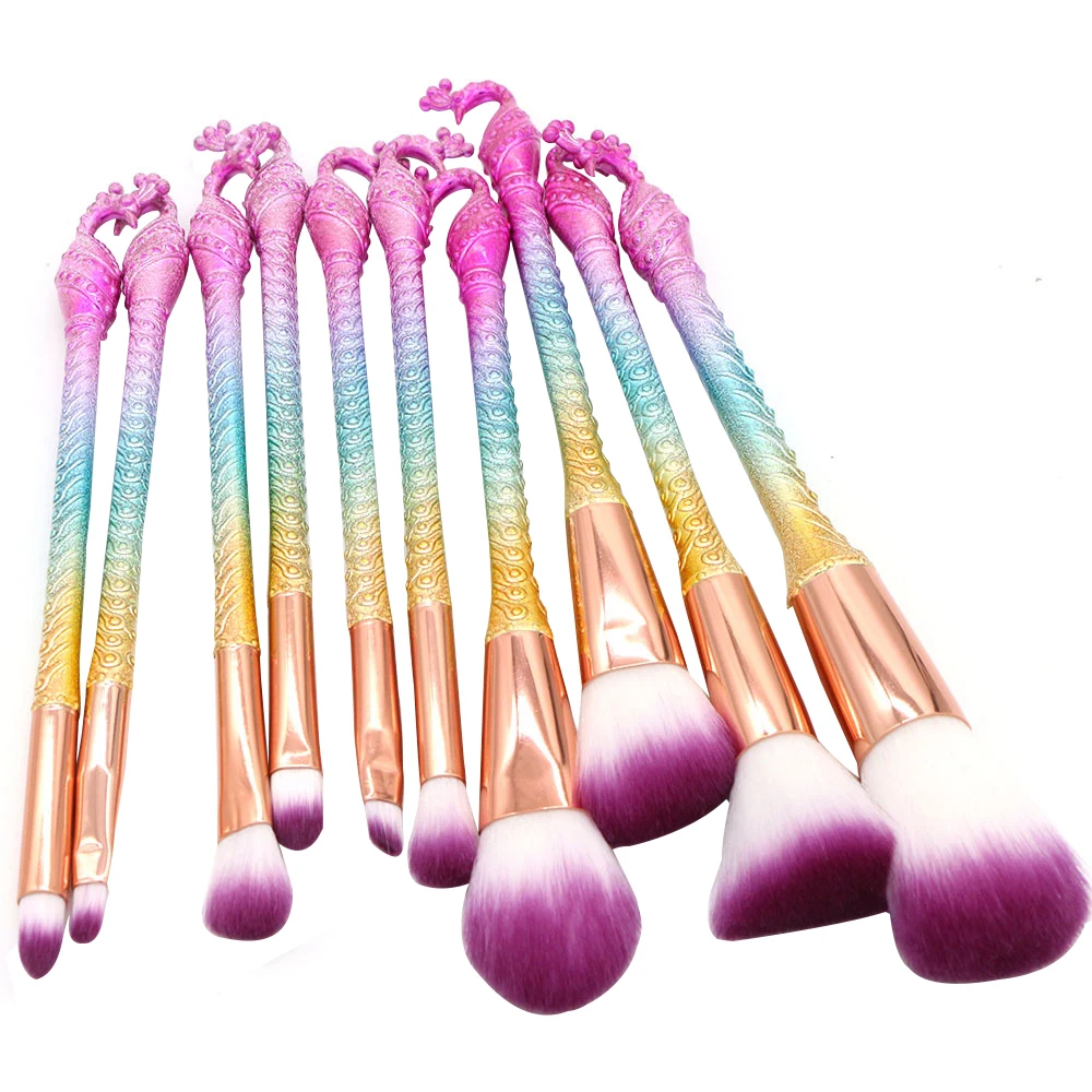 

6/10pcs Makeup Brushes Set Gradient Beauty Tools Kit Foundation Eyeliner Make up Fiber Brushes Profession Wooden Handle Brush