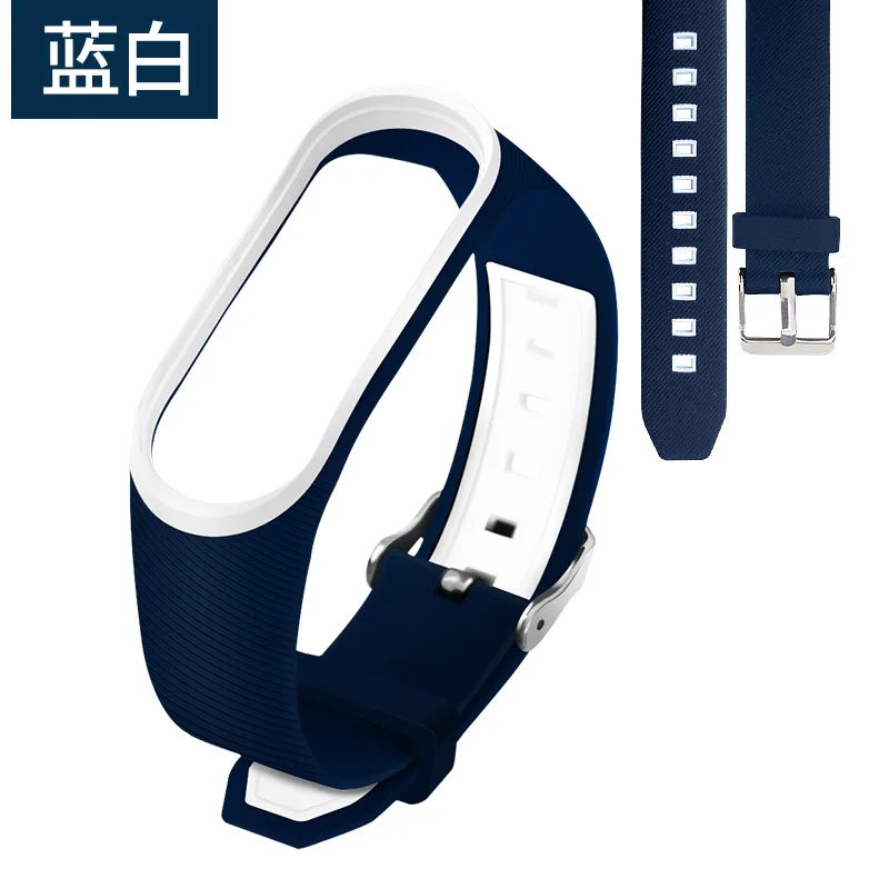 Мягкий силиконовый mi Band 3 4 ремешок 4 3 ремешок на запястье для Xiaomi mi 3 4 силиконовый mi band 3 4 аксессуары correa mi 3 замена - Цвет ремешка: blue white