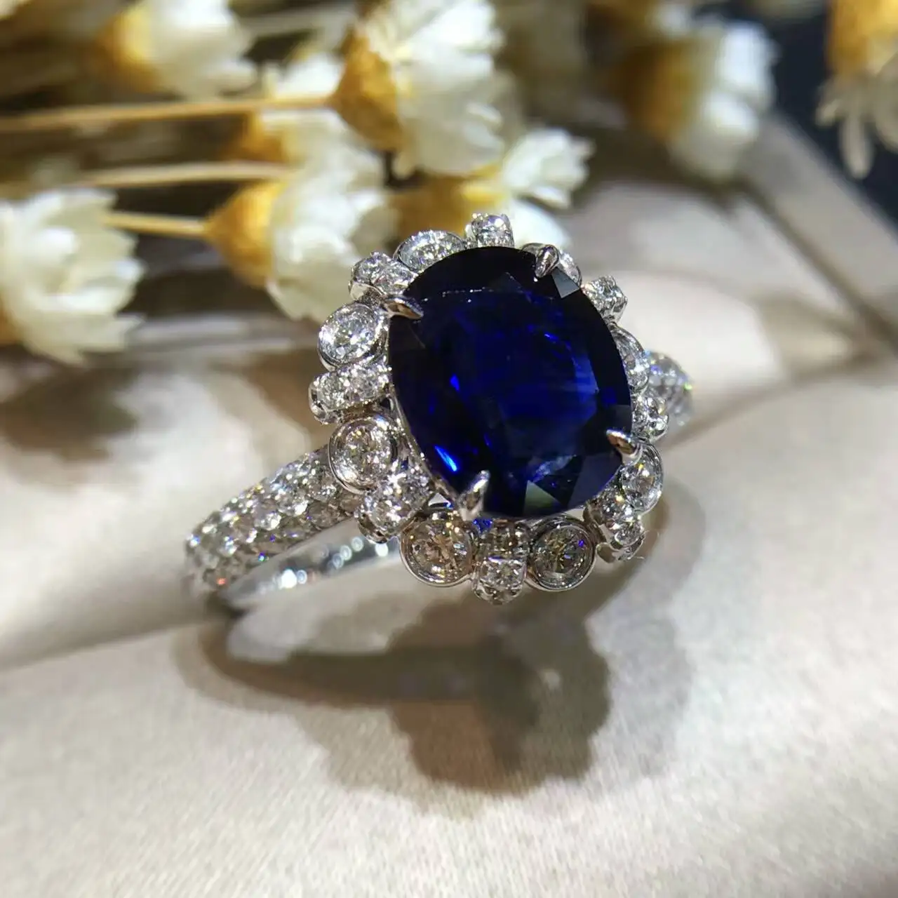 Принцесса Диана и Кейт Стиль кольцо с сапфиром 2.042ct+ 0.599ct 18K золото натуральный сапфир женское кольцо с алмазной установкой