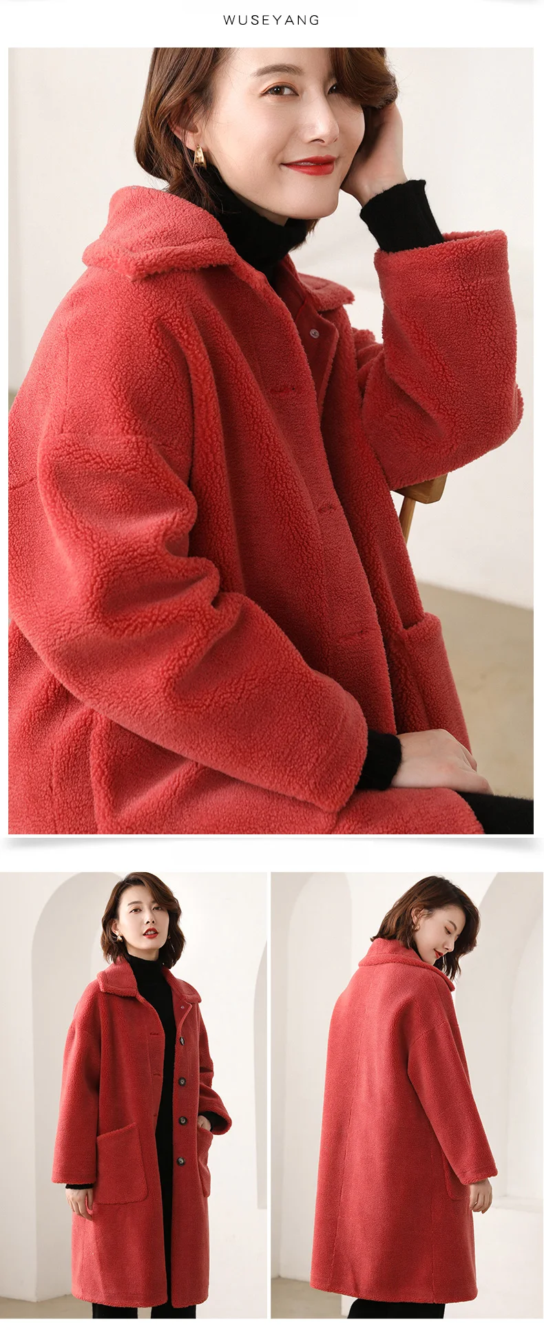 ALKMENE long fur one grain cashmere fur coat loose large size fashion thick warm female autumn and winter long coat
