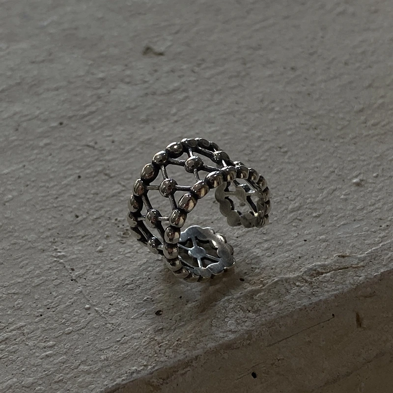 Silvology, двухслойные кольца из бисера, Стерлинговое Серебро 925 пробы, винтажные ажурные креативные кольца с химической молекулой для женщин, ювелирное изделие в стиле рок