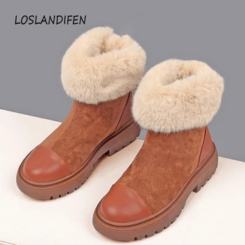 

Winter thick-soled warm snow boots plush women's boots suede fur non-slip women's ankle boots platform boots women cotton shoes