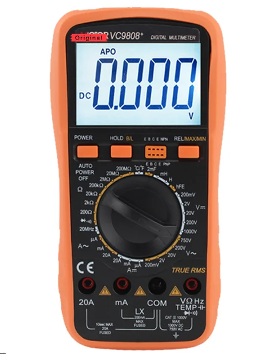 Цифровой мультиметр электрический Амперметр VICTOR VC9808+ 3 1/2 20A DCV ACV DCA/R/C/L/F вольтметр индуктивность частота тестер