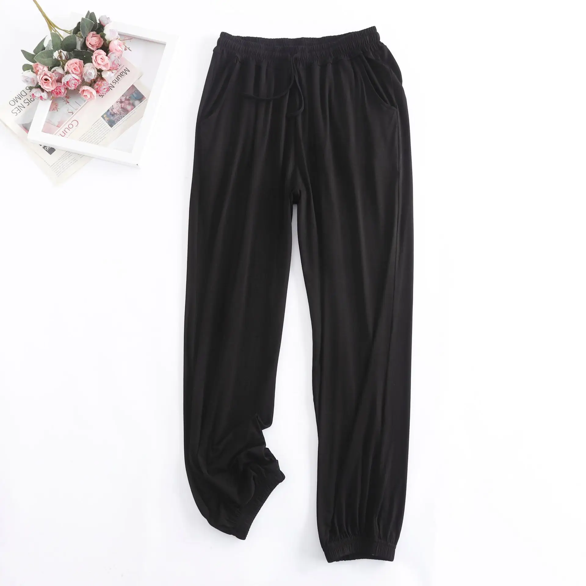 LIUYUYOUGO Pantaloni Pigiama Donna,Pantaloni Pigiama Taglie Forti Da Donna Casual Larghi In Cotone Modal Pantaloni Da Notte Morbidi E Comodi Elasticizzati Pantaloni Larghi A Gamba Larga Pantaloni Da