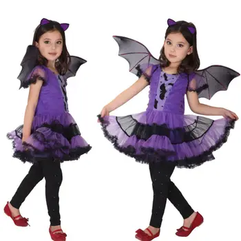 

Halloween Fancy Fantasia Infant Witch Cosplay Costumes for Children Kids Witch Costume for Girls Witch Bat clothes Party Gift