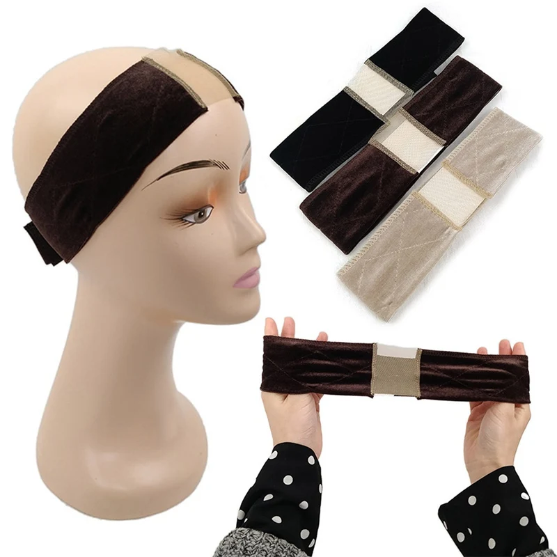 

New Lace Wig Grip Velvet Comfort Wig Band For Lace Wigs Frontals Headband With Adjustable Velcro Fastener Grip Headband