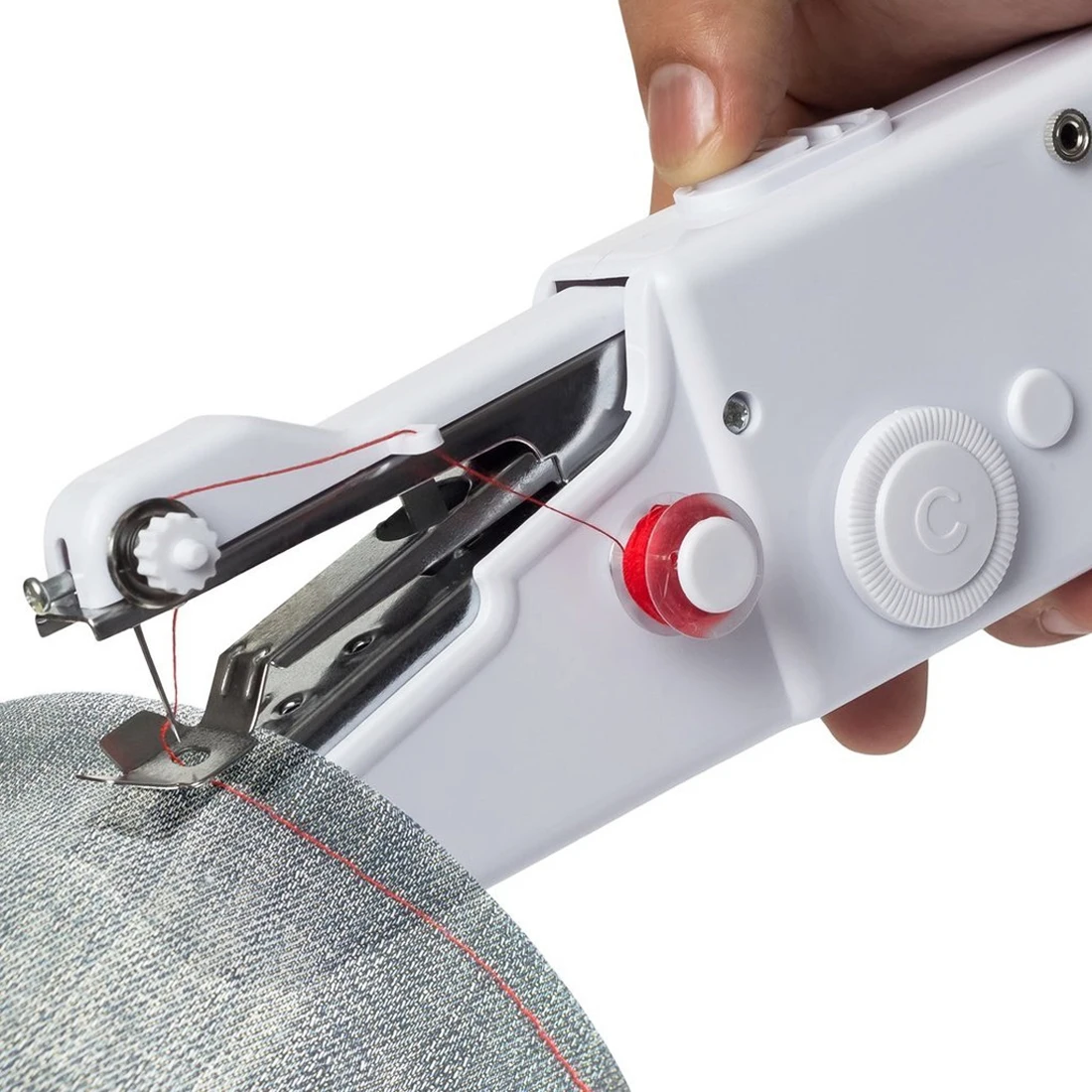 1pc Portable Household Mini Hand Sewing Machine Quick Stitch Sew Needlework Cordless Clothes Fabrics Electronic Sewing Machine