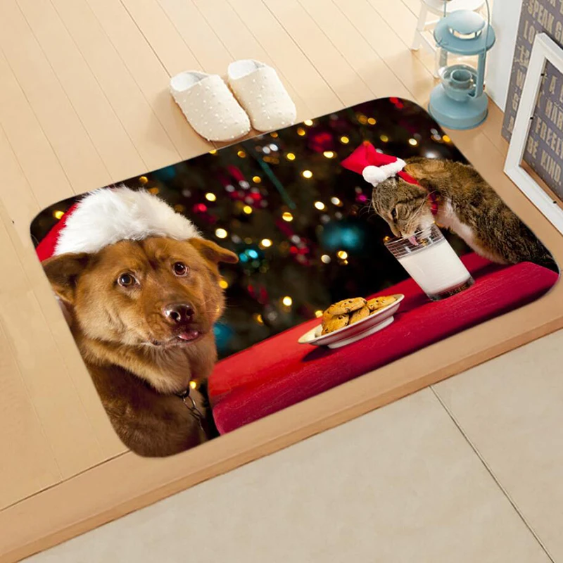 Рождественский домашний ковер с животным принтом, коврик для входной двери, коврик для ванной, кухни, коврик для двери, нескользящий напольный коврик, домашний Рождественский Декор - Цвет: Style 19