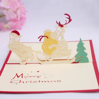 

Product's off creative practical new year Christmas birthday card Santa Claus cutout paper 3D li ti diao greeting card