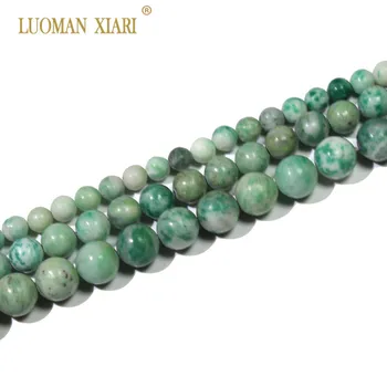 

Fine Natural Green point Jade Round Natural Gemstone Beads For Jewelry Making DIY Bracelet Necklace Material 6/8/10mm Strand15''