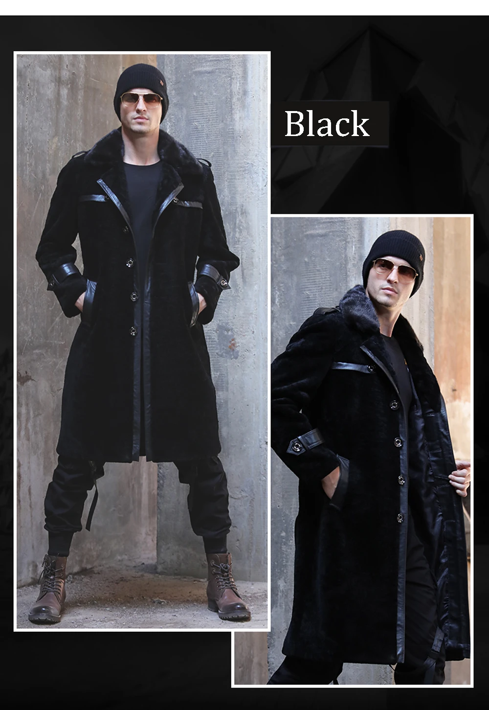 SANI, длинная Меховая куртка из овчины, натуральный мех, зимняя утолщенная теплая меховая одежда, Черное длинное меховое пальто для мужчин, темно-синее натуральное меховое пальто