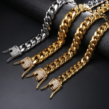 

Neck Heavy Gold Silver Color Cuban Chain Bracelet Chain For Men Male Gold Color Hiphop Stainless Steel Bracelet