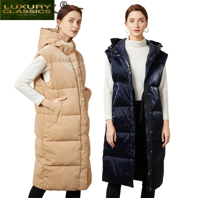 

Женская зимняя пуховая куртка, женские парки с капюшоном, пальто в Корейском стиле на белом утином пуху, женский жилет, пуховые куртки для женщин, 2021