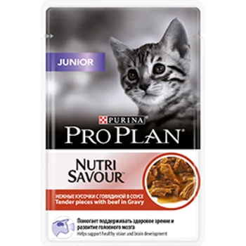 

Влажный корм Purina Pro Plan Junior, для котят, говядина в соусе, пауч, 85 г