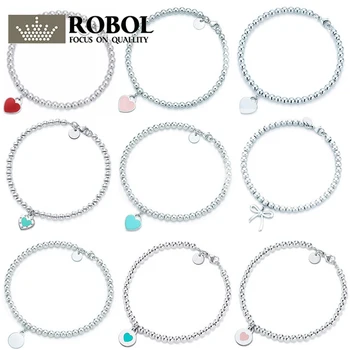 

SL 01 TFB RLLEN Original 925 Sterling Silver Classic Elegant Love Bracelet Multicolor Optional Logo Woman Girl DIY Jewelry.
