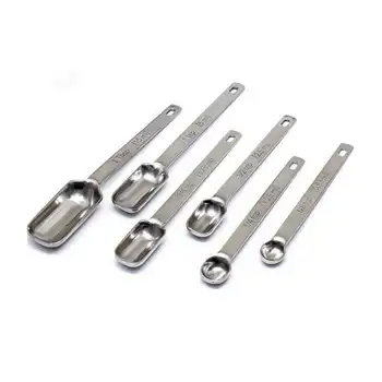 6pcs Measuring Spoons Stainless Steel Seasoning Coffee Tea Measuring Spoons With Scale Bakery Tool Kitchen Supplies