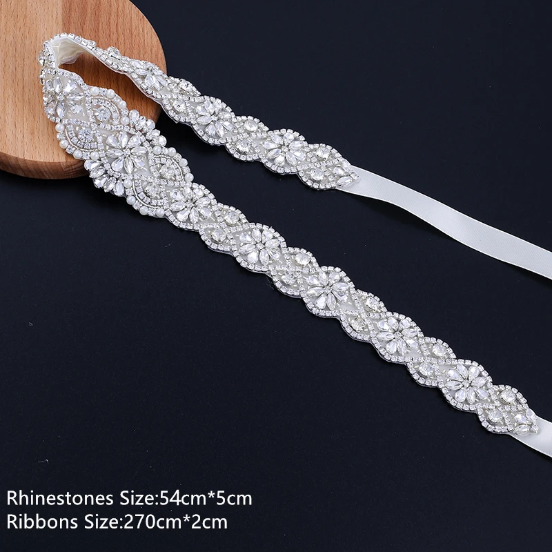NZUK Rhinestone Bridal Belt Wedding With Crystal Diamond Wedding Dress Accessories Belt Sash 19cm-89cm Sash For Women bridal waistband bridal dress decoration