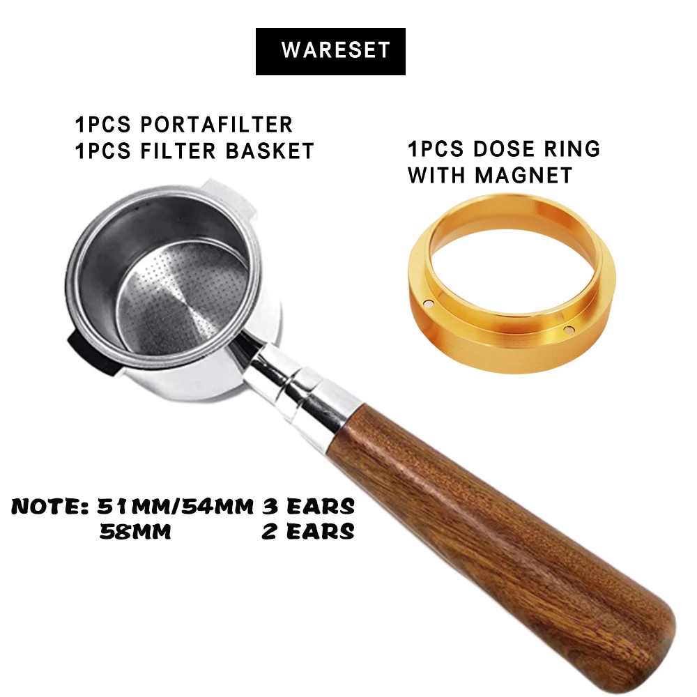 51/54/58mm Stainless Steel Bottomless Portafilter Coffee Espresso Machine Handle Dosing Ring With Magnet Wareset For Delonghi