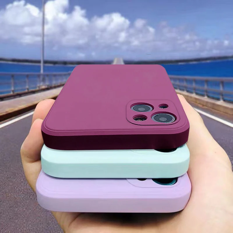 Original Square Liquid Silicone Phone Case For iPhone 13 11 12 Pro Max Mini X XR XS 7 8 Plus SE 2020 Shockproof Back Cover | Мобильные
