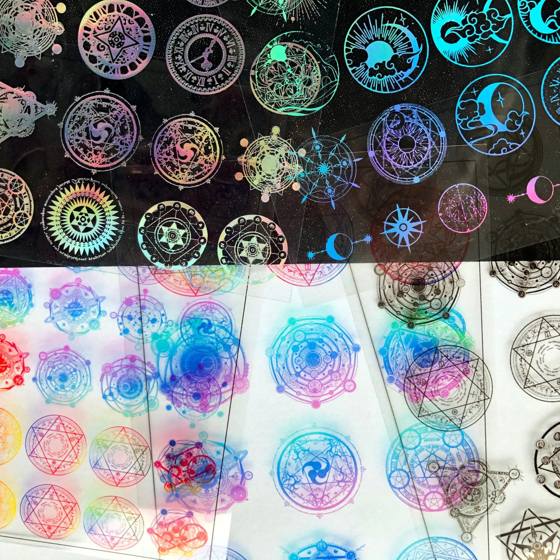 Iridescence Magic Circle Films Round Moon Star Clear Foil Materials Diy Resin Jewelry Making Stuff Phone Case Decoden