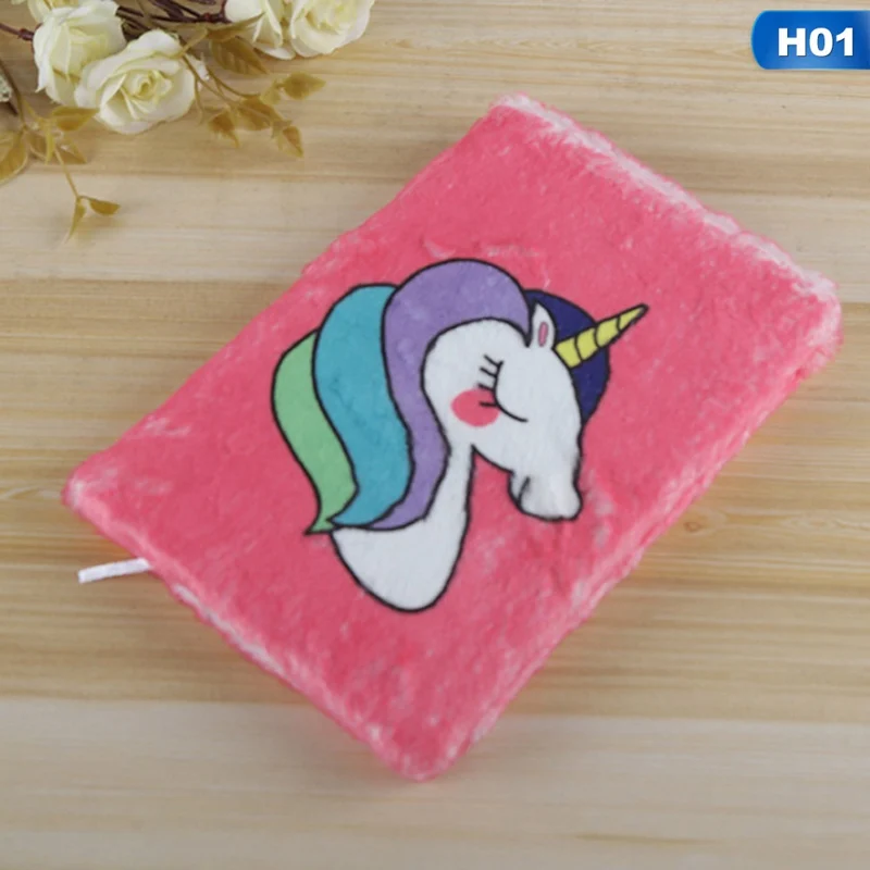 1Pcs Cartoon Colorful Unicorn Plush Notebooks Portable Diary Planner Notepad Stationery